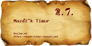 Mazák Timur névjegykártya